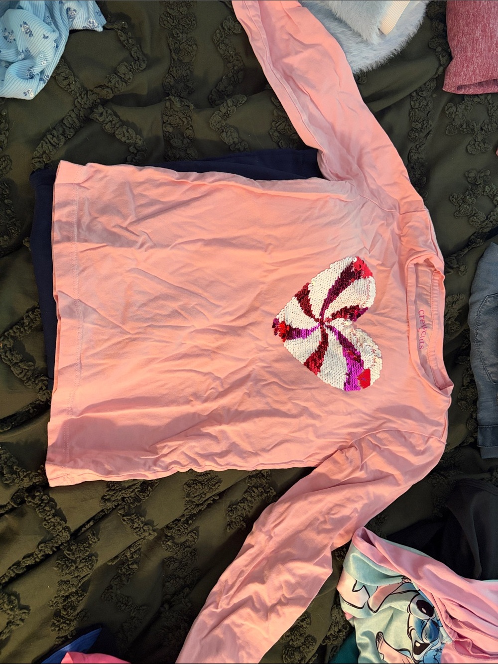 GAP Pink Long-Sleeve Top with Sequin Heart